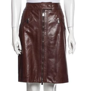Max Mara Brown Leather Skirt Size 8
